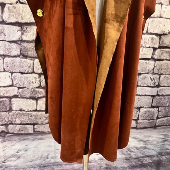 Chico's Brown Suede Like Fabric Cape One Size - Picture 3 of 9